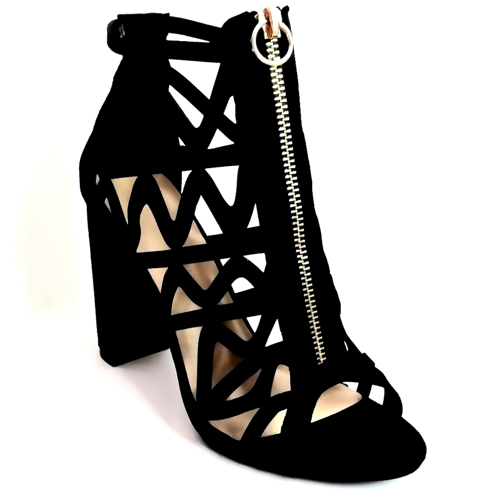 Black Cutout Block Heel